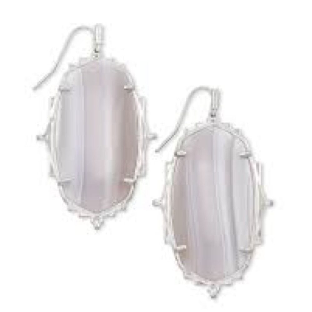 Kendra Scott Silver and Gray Oval Earrings